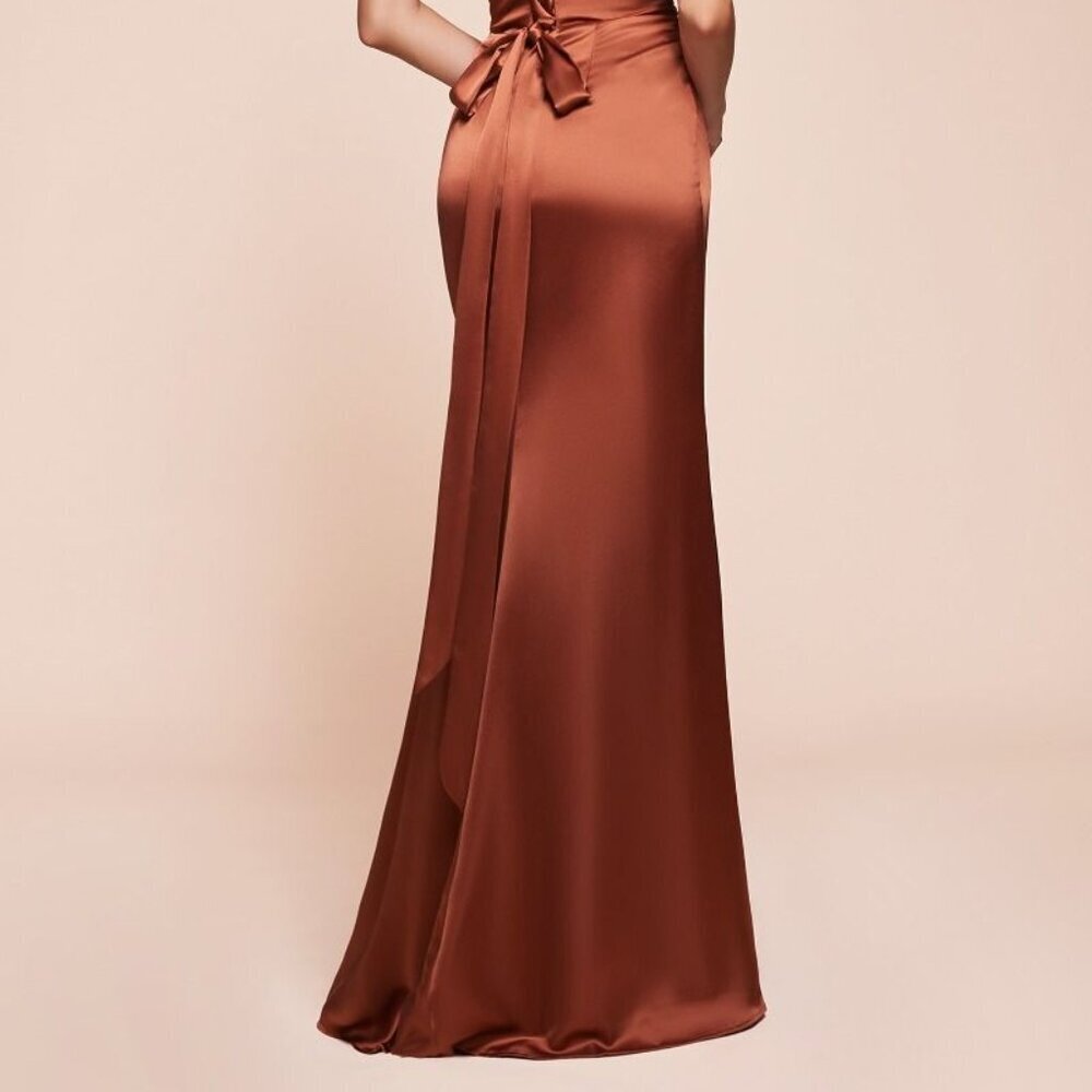 NEW FORMAL OFF SHOULDER LONG SHEATH SATIN GOWN W/ LACE UP CORSET BACK CD 7452 - Picture 6 of 10